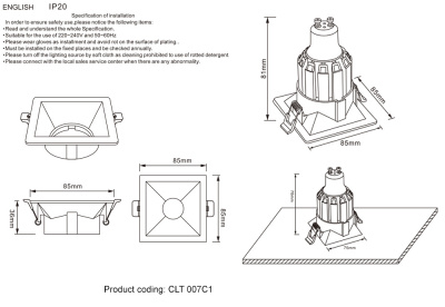 Светильник встраиваемый Crystal Lux CLT 007C1 BL