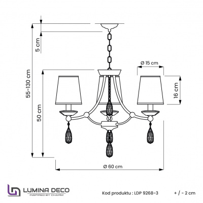 Хрустальная подвесная люстра Lumina Deco Dominni LDP 9268-3 CHR